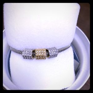 New Silver and Gold Tone Trendy Mesh Bracelet